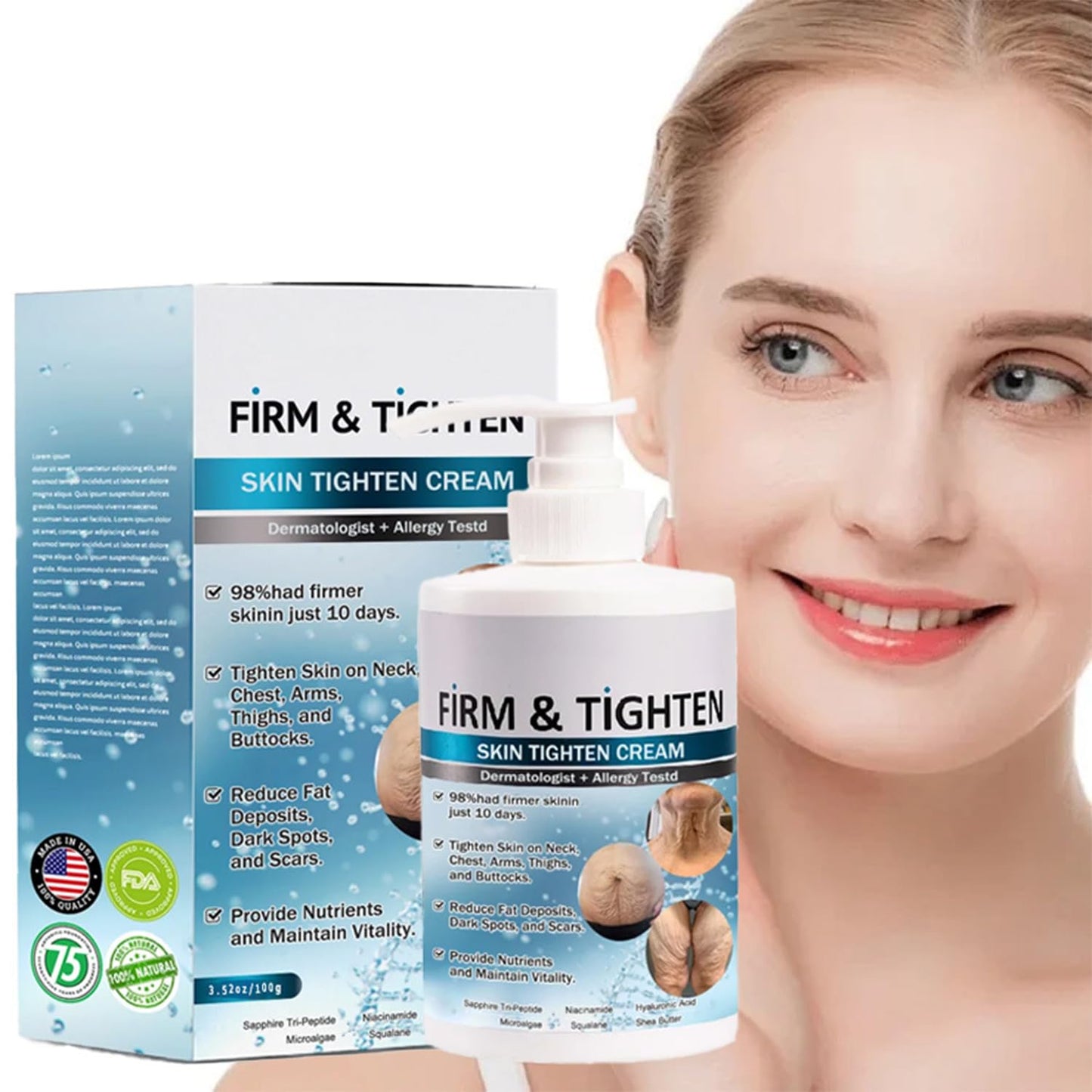 Firm Tighten Skin Tighten Cream, Collagen Cream Skin Care Body Lotion, Anti-Wrinkle Multi-Purpose Cream, Restore Skin Elasticity, for All Skin Types 3.4oz