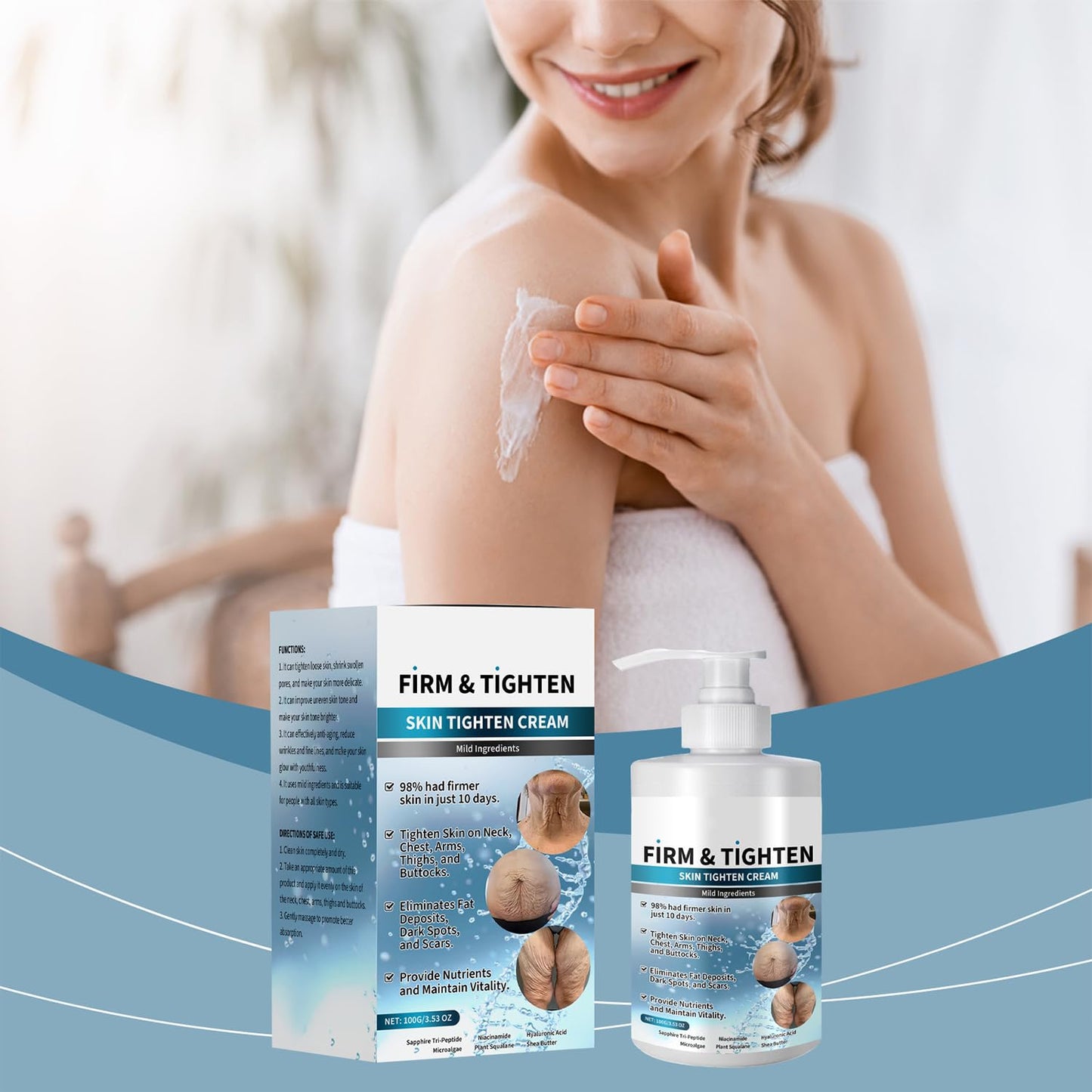 Firm Tighten Skin Tighten Cream, Collagen Cream Skin Care Body Lotion, Anti-Wrinkle Multi-Purpose Cream, Restore Skin Elasticity, for All Skin Types 3.4oz